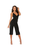 Deep V Lycra Jumpsuit with Double Adjustable Straps & Back Zipper