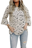Dotted Print Bell Sleeve Top