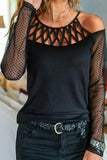 Polka Dot Cold Shoulder Long Sleeves Top
