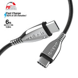 Naztech Titanium USB-C to USB-C Braided Cable 6ft