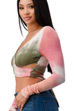 Tie-Dye Wrap Crop Top Indigo Arrowwood