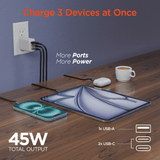 HyperGear SpeedBoost 45W USB-C PD Tri-Port GaN Fast Wall Charger