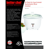 Better Chef 8-Cup - 16-Cup Cooked - Rice Cooker with Measuring Cup