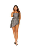 Bandeau Mini Dress with Asymmetrical Hem & Back Zipper