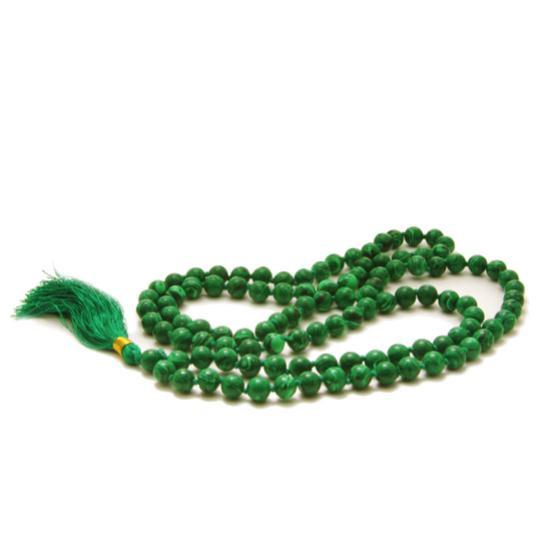 Malachite Mala Beads Necklace - 108 count Alabaster