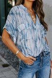 Printed Pocket Short Sleeve Blouse