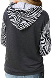 Print Patchwork Hoodie with Kangaroo Pocket