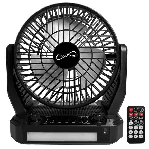 Supersonic Solar-Powered BT Speaker with FM Radio LED Flashlight & Fan
