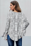 Snake Surpliced V Neck Draped Top with Knotted Sleeves