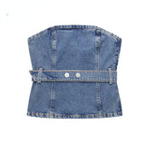 Blue Denim Corset Top Silver Sam