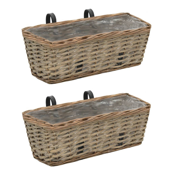 Balcony Planter 2 pcs Wicker with PE Lining 15.7