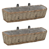 Balcony Planter 2 pcs Wicker with PE Lining 15.7"