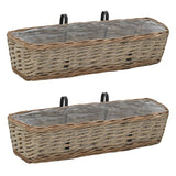 Balcony Planter 2 pcs Wicker with PE Lining 15.7"