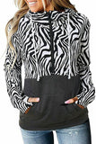 Print Patchwork Hoodie with Kangaroo Pocket