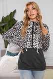 Print Patchwork Hoodie with Kangaroo Pocket