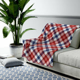 Red and Blue Plaid Plush Blanket Throw Yellow Pandora