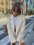 Short Blazer Jacket Skirt Set Fashion Lapel V Neck Detachable Sleeves