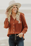 Khaki Button Up Puff Sleeve Shirt