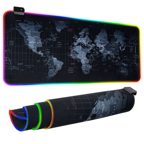 Gaming World Map 1 Touch Light Up Desk Mat - 14 Light Modes