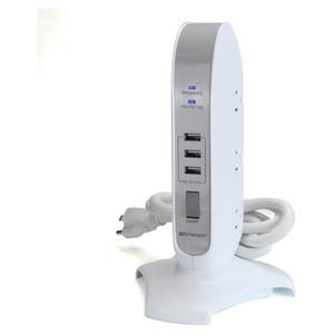 Emerson 5-Outlet + USB Charging Tower with Surge Protection and On/ Of