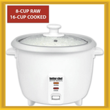 Better Chef 8-Cup - 16-Cup Cooked - Rice Cooker with Measuring Cup