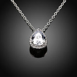 Teardrop Pave Necklace 18K White Gold Plated Pear Iphigenia