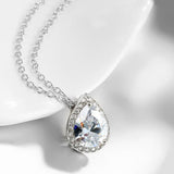 Teardrop Pave Necklace 18K White Gold Plated Pear Iphigenia