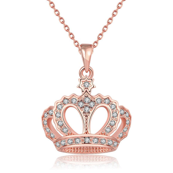 Crown Pendant Necklace 18K Rose Gold Plated