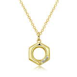 Elements Honeycomb Pendant Necklace 14K Gold Plated Pear Iphigenia