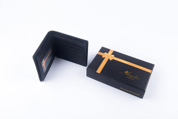 Textured Black Genuine leather wallet for men – Slim Luxury Purse