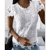 Women's Summer Short Sleeve Lace Top