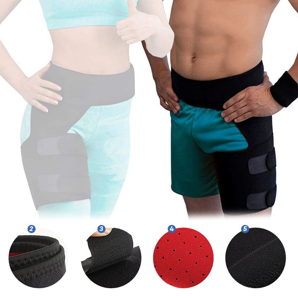 1 /2 Pcs Unisex Adjustable Hip Brace Thigh Compression Sleeve Pink Iolaus