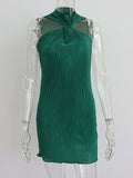 Sexy Off Shoulder Ruched Women Dress Green Dress Silver Sam