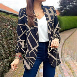 Long Sleeve Women Suit Jacket Turn-down Collar Blazer Coat Silver Sam