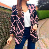 Long Sleeve Women Suit Jacket Turn-down Collar Blazer Coat Silver Sam