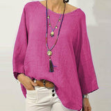 Vintage Cotton Linen Round Neck Pullover Top