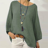 Vintage Cotton Linen Round Neck Pullover Top