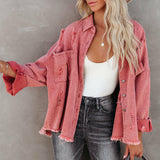 High Street Denim Short Jacket Long Sleeves Buttons Cardigans Silver Sam