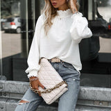 Turtleneck Ruffle Shirt Pullover Silver Sam