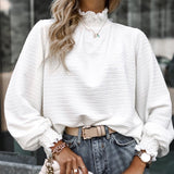 Turtleneck Ruffle Shirt Pullover Silver Sam