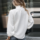 Turtleneck Ruffle Shirt Pullover Silver Sam