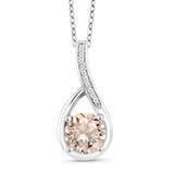 Morganite Princess Cut Infinity Necklace 14K White Gold Plated Pear Iphigenia