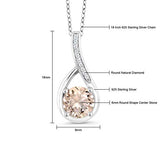 Morganite Princess Cut Infinity Necklace 14K White Gold Plated Pear Iphigenia