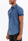 OUTLINE STITCH SHORT SLEEVE BUTTON DOWN SHIRT