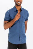 OUTLINE STITCH SHORT SLEEVE BUTTON DOWN SHIRT