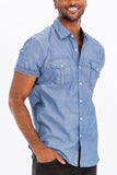 OUTLINE STITCH SHORT SLEEVE BUTTON DOWN SHIRT