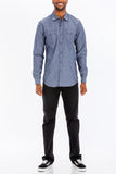 OUTLINE STITCH LONG SLEEVE BUTTON DOWN SHIRT
