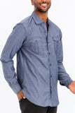 OUTLINE STITCH LONG SLEEVE BUTTON DOWN SHIRT