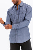 OUTLINE STITCH LONG SLEEVE BUTTON DOWN SHIRT