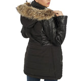 Boston Harbour Bella Leather/Textile Faux Fur Hooded Jacket Azure Metis
